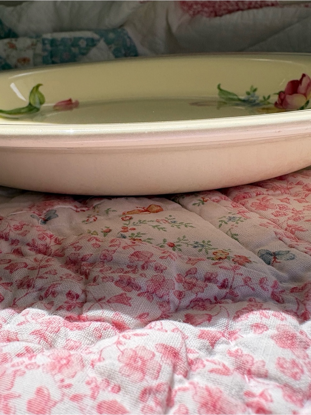 Vintage Kitchen Kraft Cream Floral Ceramic Serving Plate Bowl Floral Tulip MCM - Picture 10 of 14